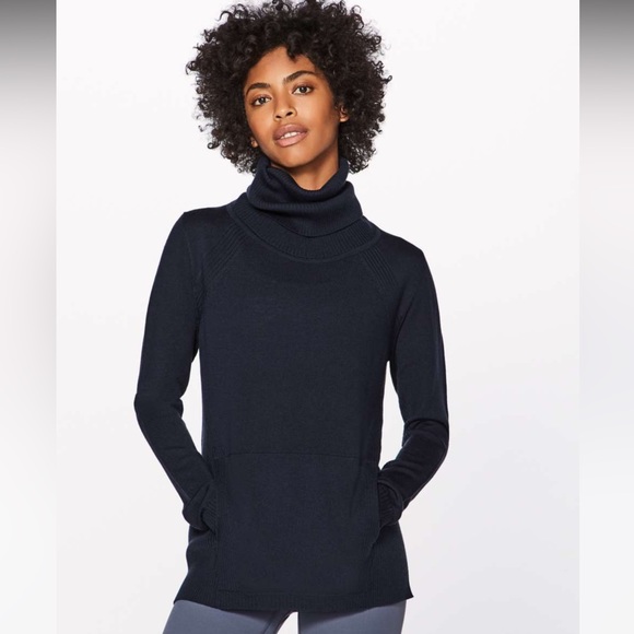 lululemon athletica Sweaters - Lululemon Sweat & Savasana Wool Sweater navy blue size 4